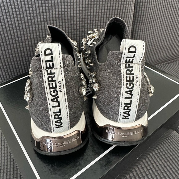 Karl Lagerfeld Paris Malna Rhinestone Embellished Comfort Knit Slip-On Sneaker - Picture 3 of 7